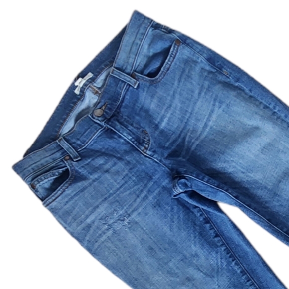 Eileen Fisher Organic Cotton Denim Jeans Size 2P Classic Stretch Light Distress. - Picture 3 of 8